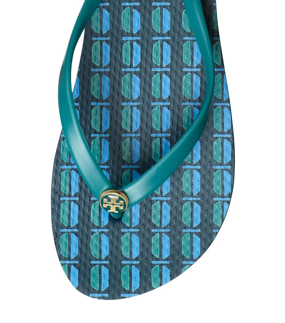 tory burch thin flip flop blue