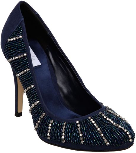 Untold Bonito Beaded Almond Toe Court Shoes in Blue (Navy) | Lyst