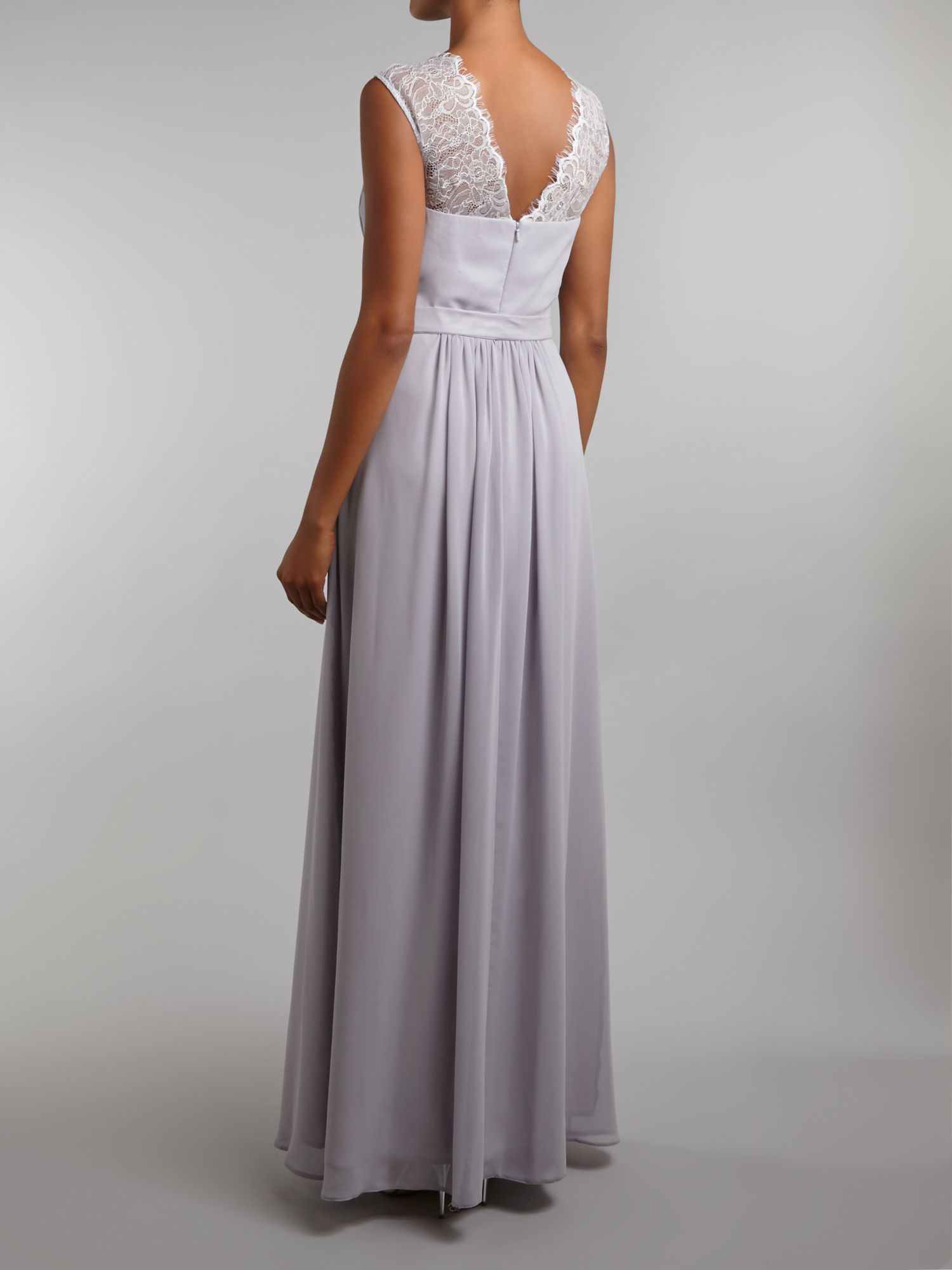 Ariella Bridesmaid  Lace Chiffon Maxi Dress  in Gray  Lyst