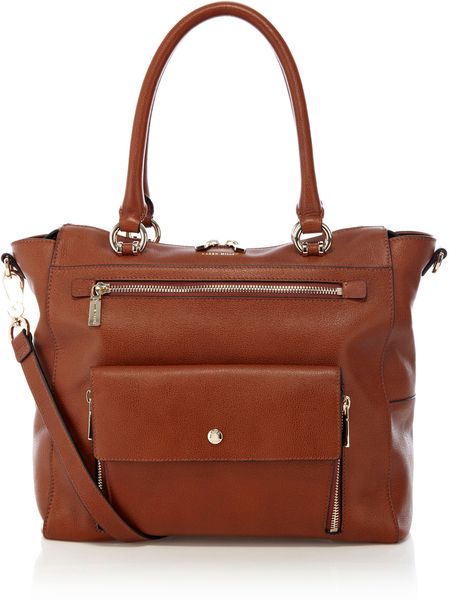 Karen Millen Pocket Front Leather Bag in Brown | Lyst