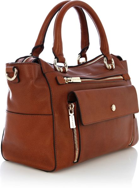 Karen Millen Pocket Front Leather Bag in Brown | Lyst