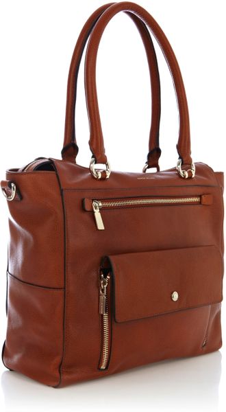 Karen Millen Pocket Front Leather Bag in Brown | Lyst