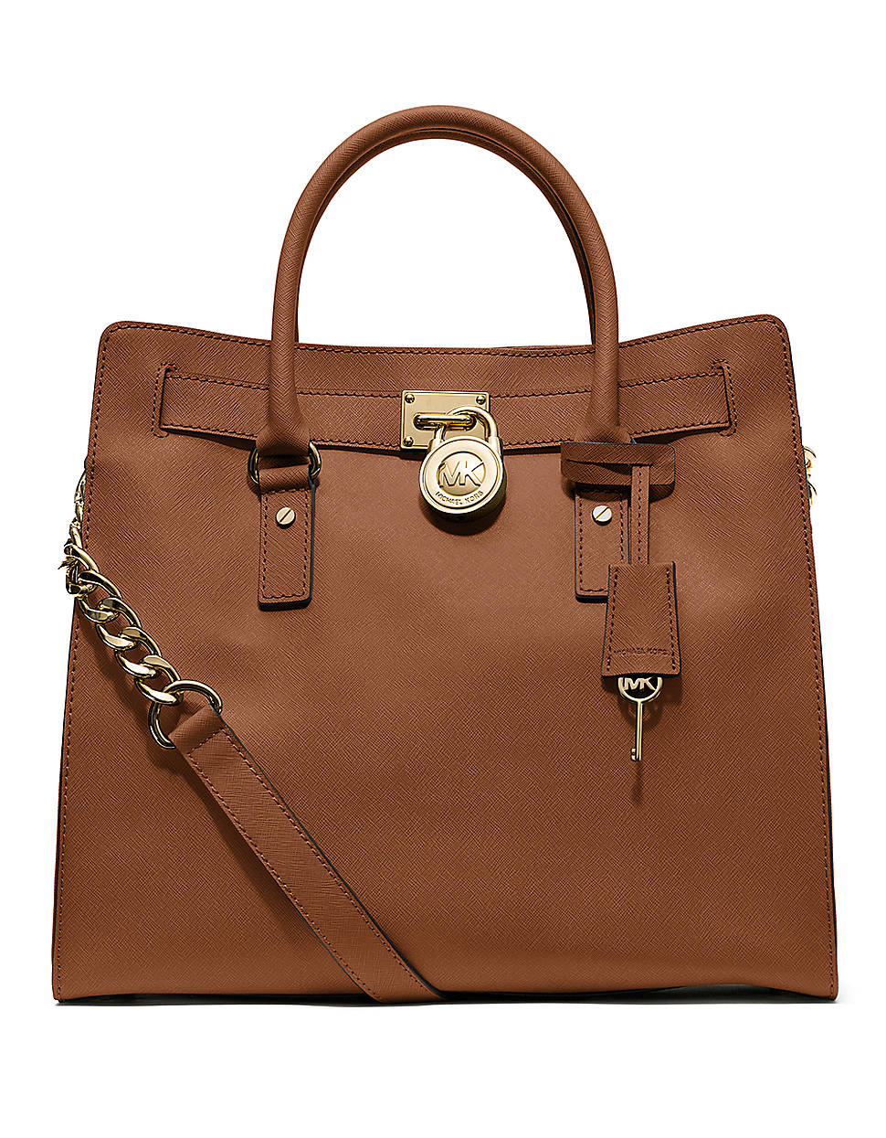Michael Michael Kors Hamilton Large Leather Tote Bag in Brown (luggage ...