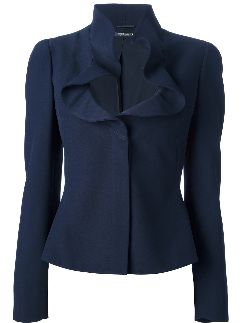 Lyst - Alexander Mcqueen Ruffle Collar Jacket in Blue