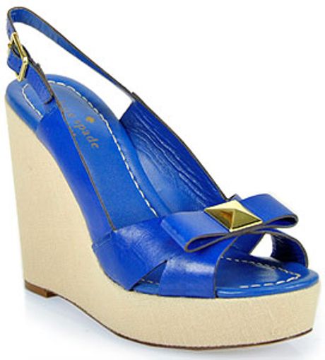 Kate Spade Devi Cobalt Leather Slingback Wedge Sandal in Blue (cobalt ...