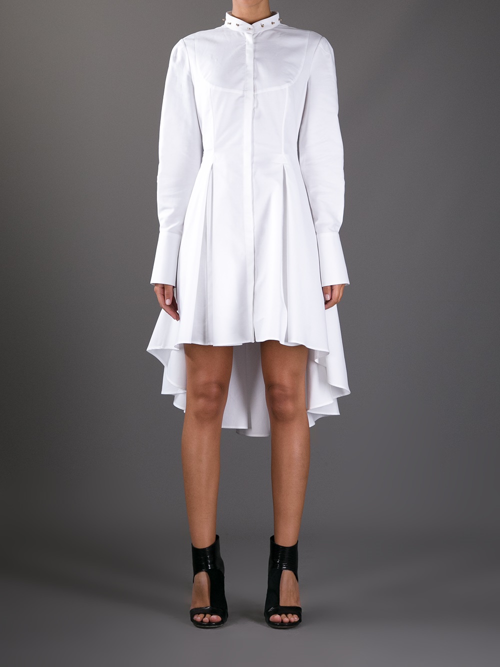 Alexander mcqueen Studded Collar Shirt Dress in White | Lyst