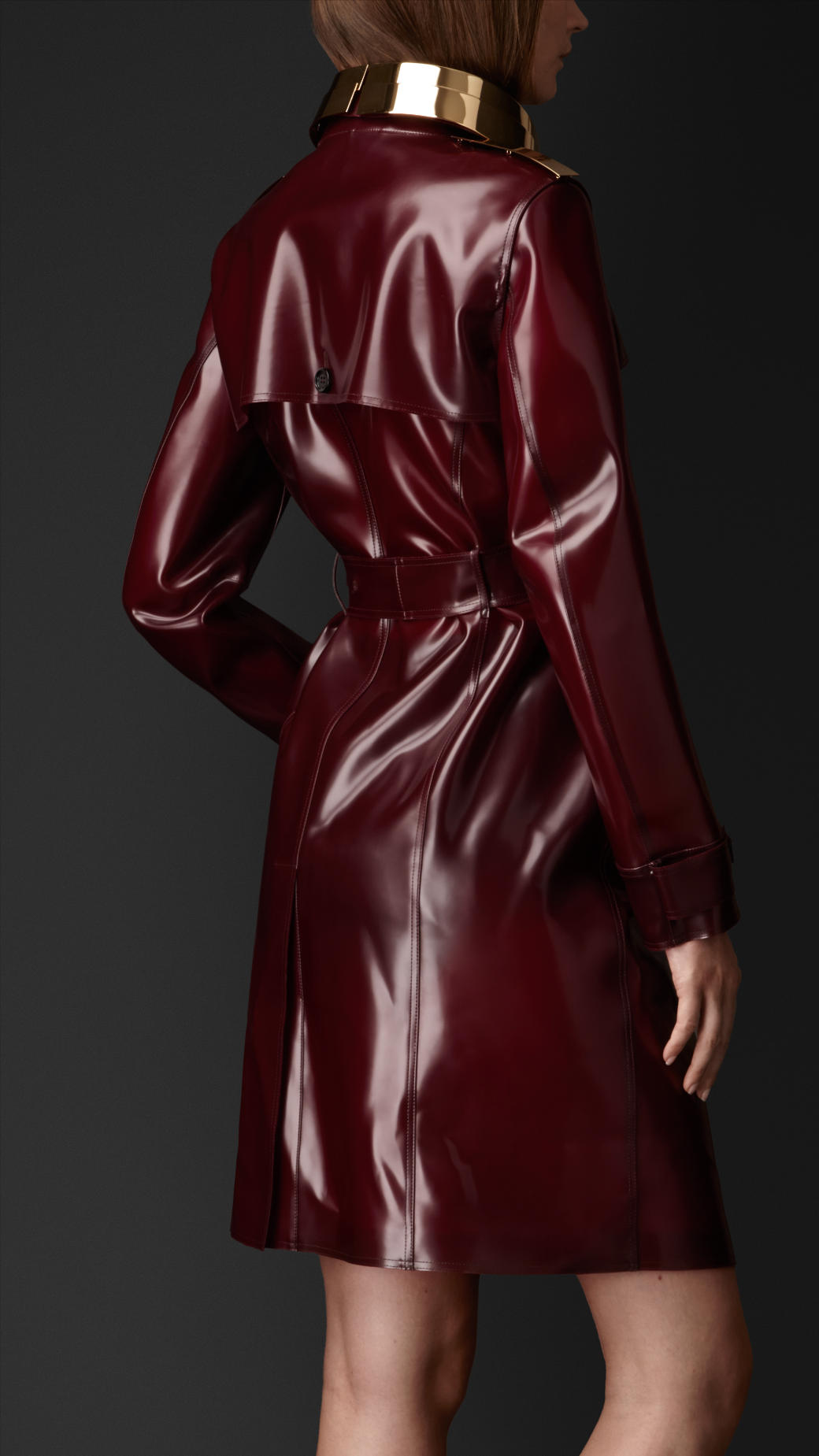 Burberry Metal Plate Rubber Trench Coat in Red (oxblood) | Lyst