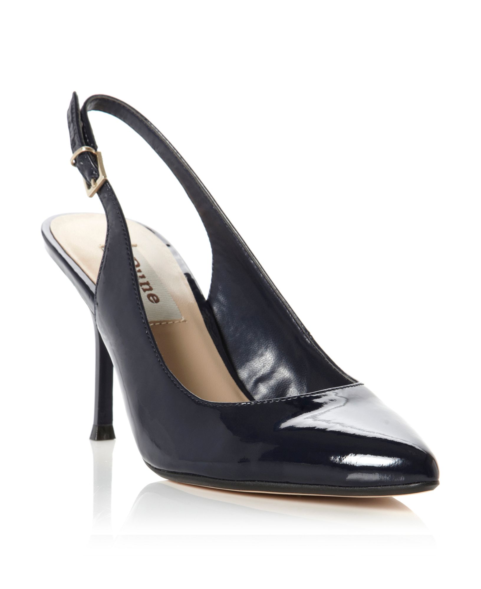 Dune Caddie Sling Back Pointed Open Court Shoes in Black (Navy) | Lyst