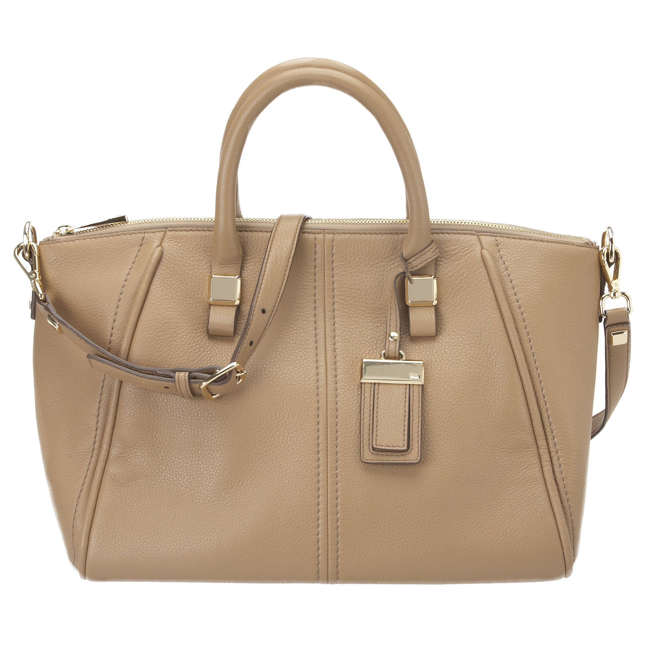 Lyst - Nine West Tribeca Dome Leather Satchel in Natural