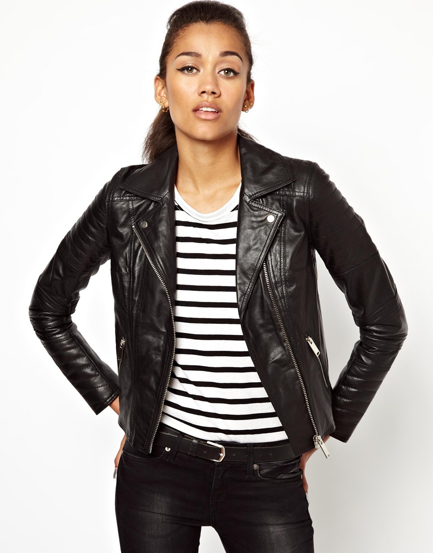 Lyst Asos River Island Leather Biker Jacket In Black Gallery