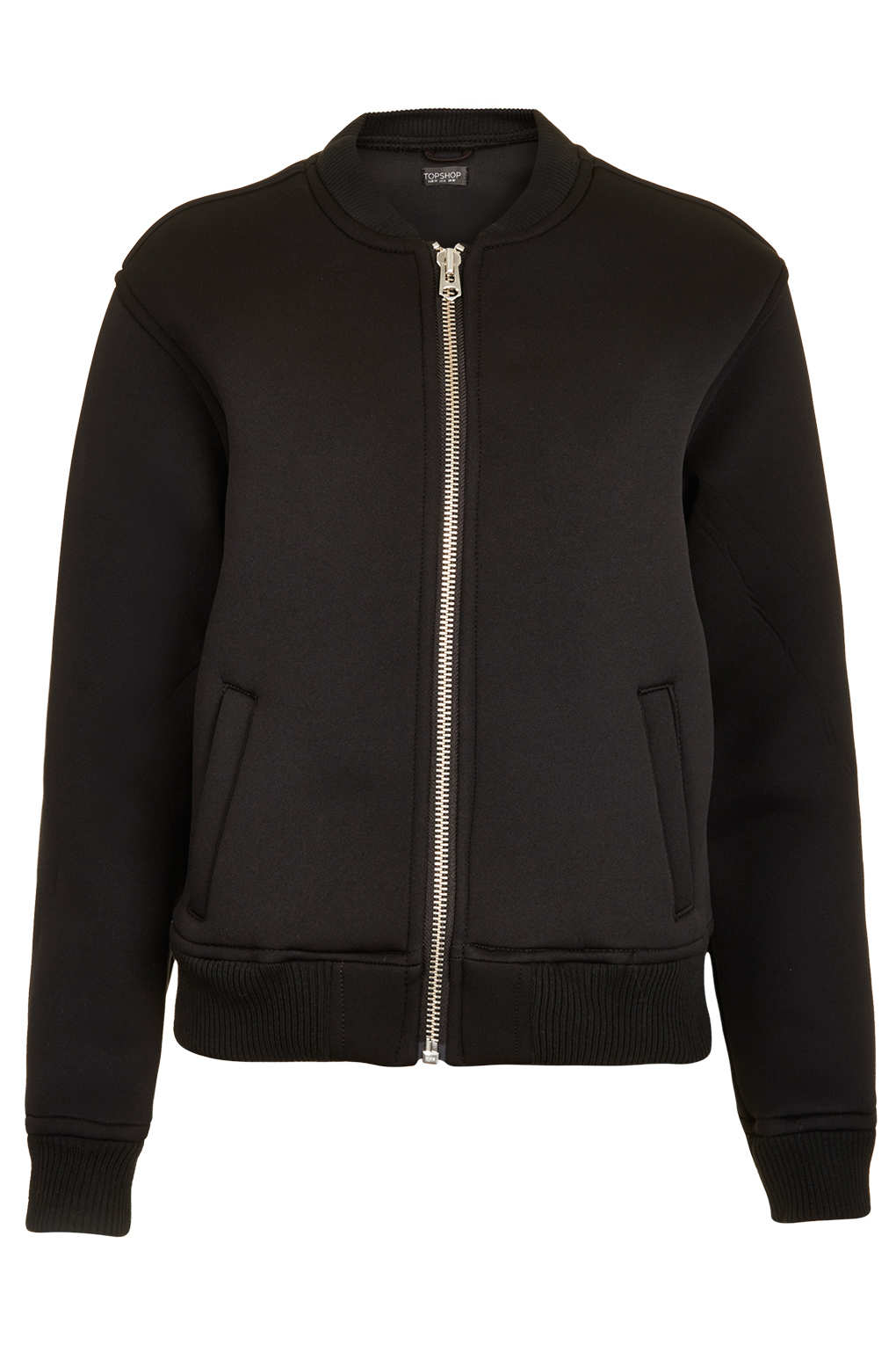 Topshop Neoprene Bomber Jacket in Black | Lyst