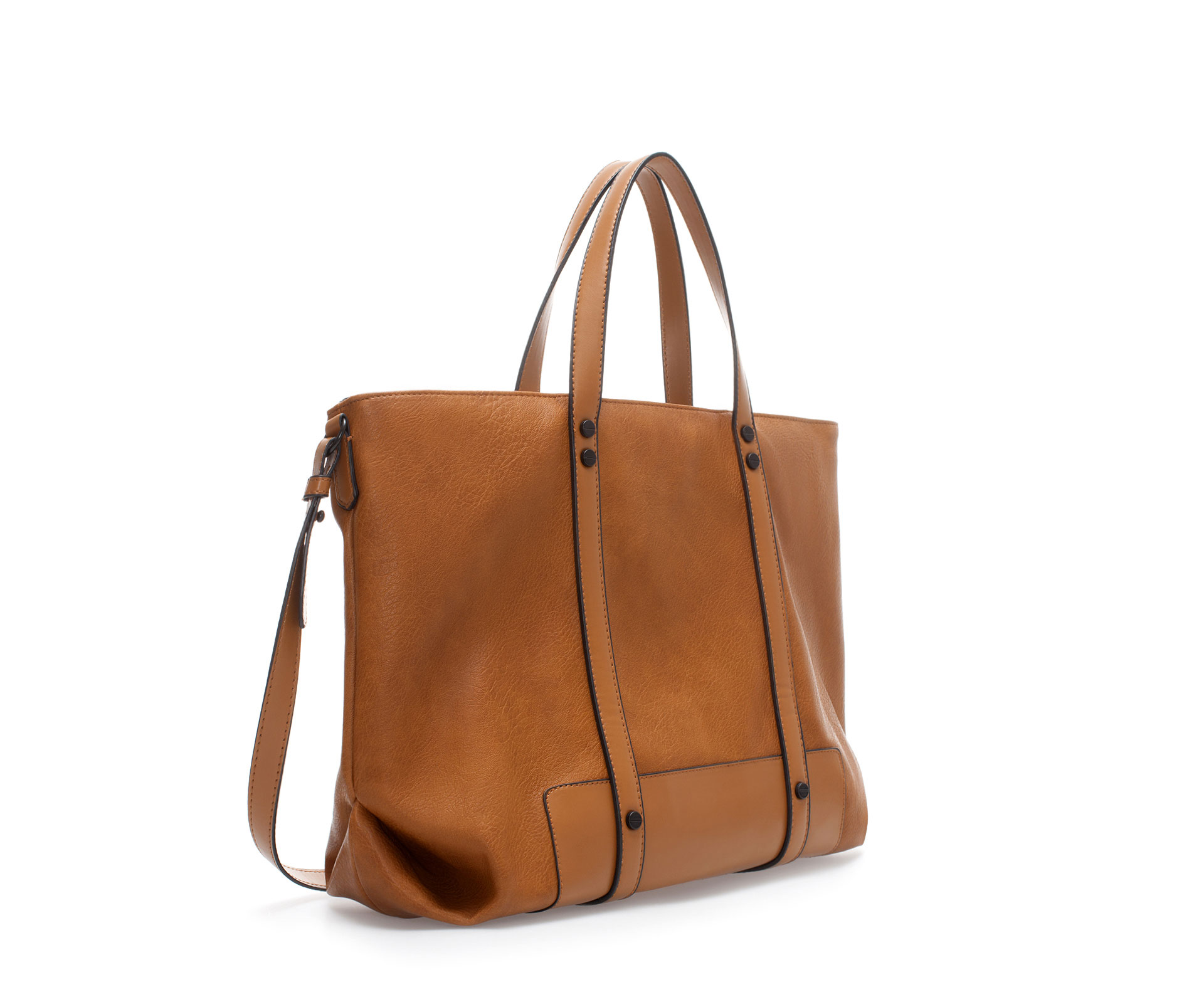 Zara Basic Shopper Bag in Brown | Lyst