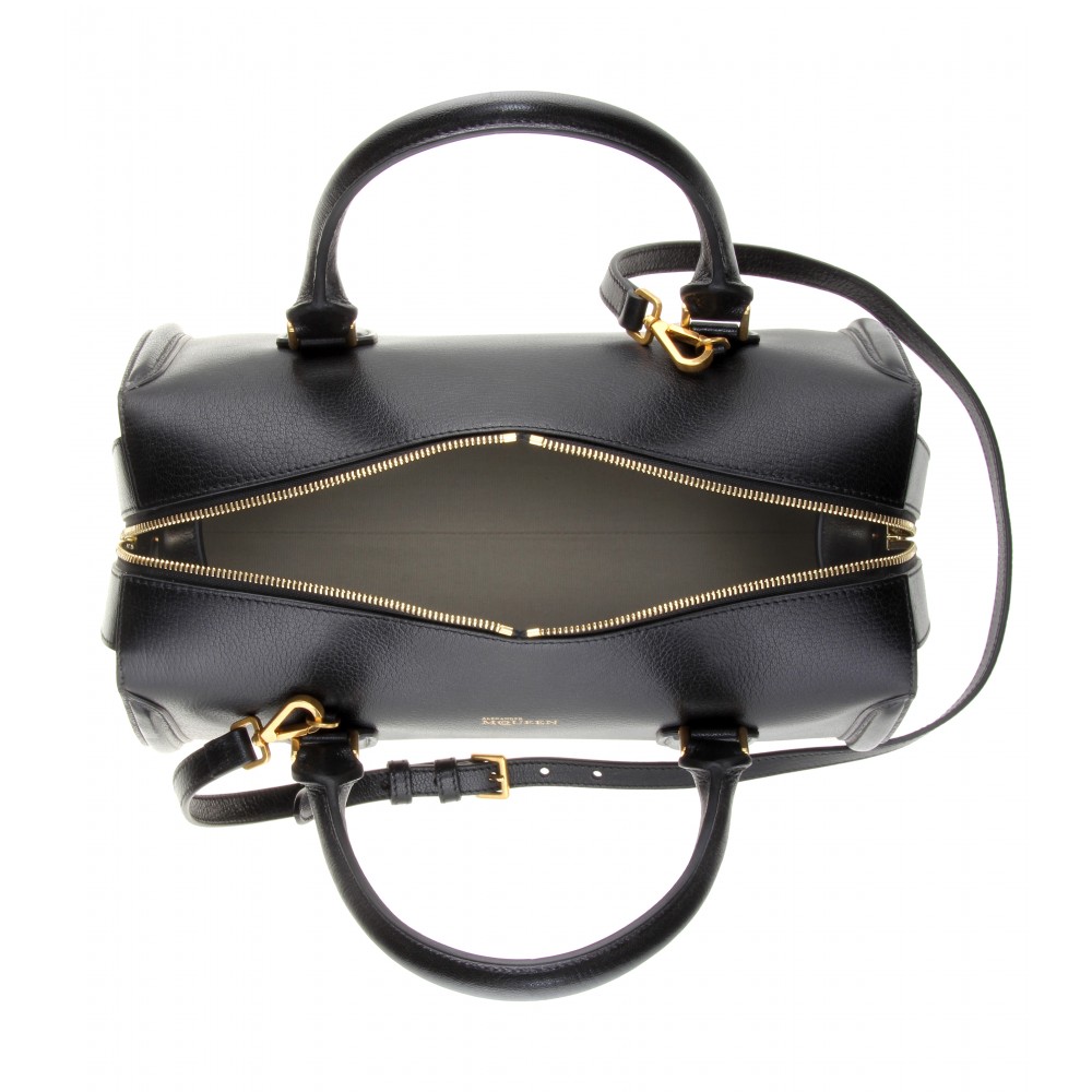Lyst Alexander Mcqueen E Leather Bowling Bag In Black Gallery