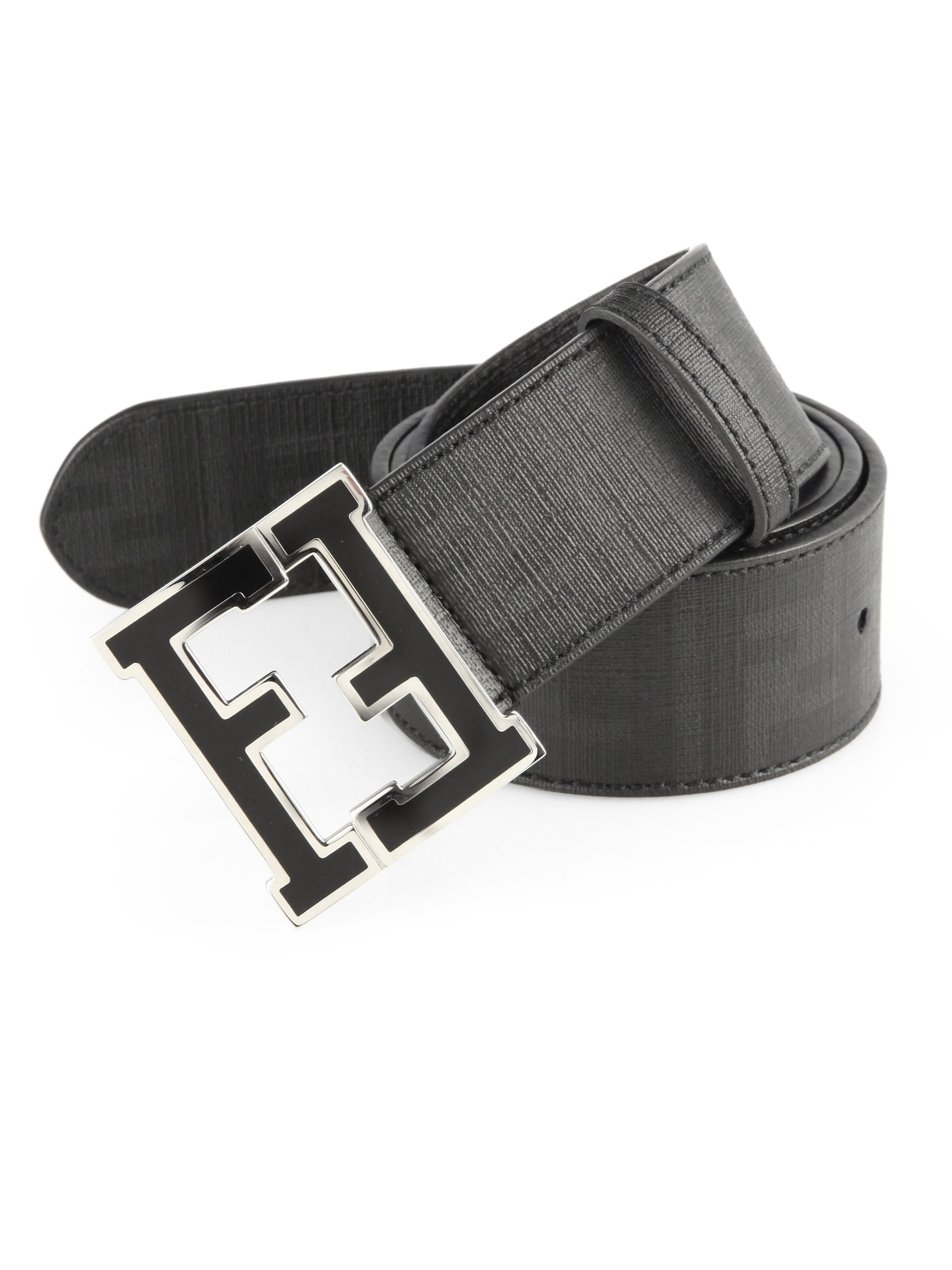 Fendi Logo College Belt in White for Men - Lyst