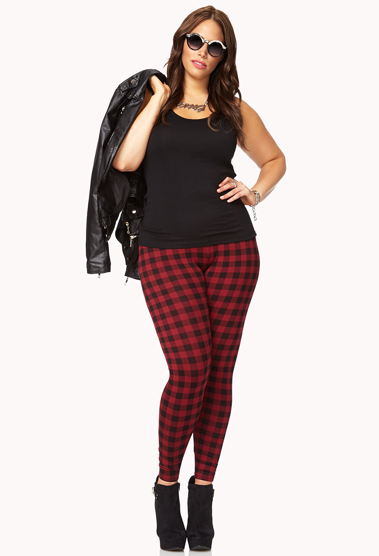 leggings with checkered stripe