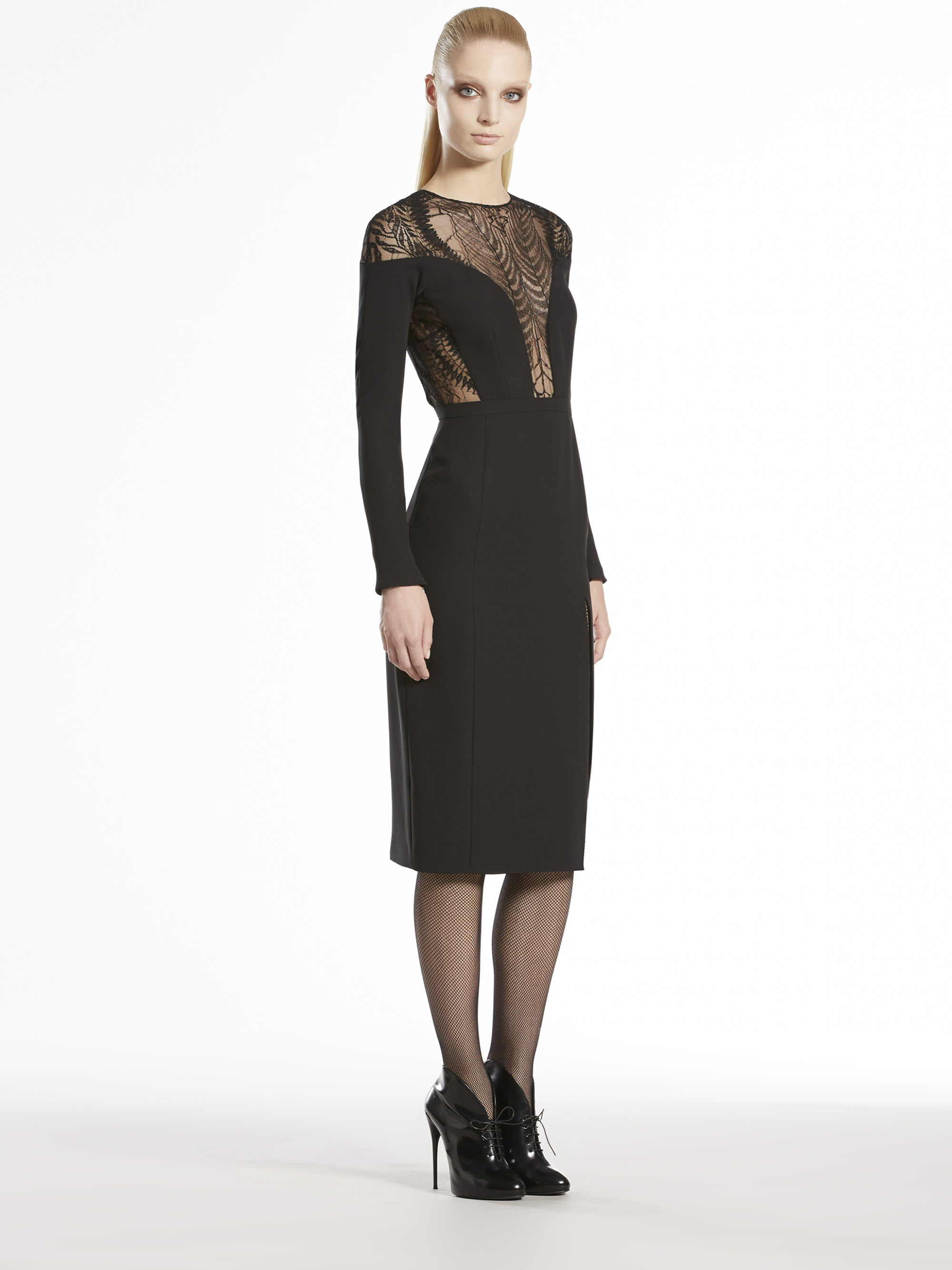 Lyst - Gucci Lace Fern Long Sleeve Dress in Black