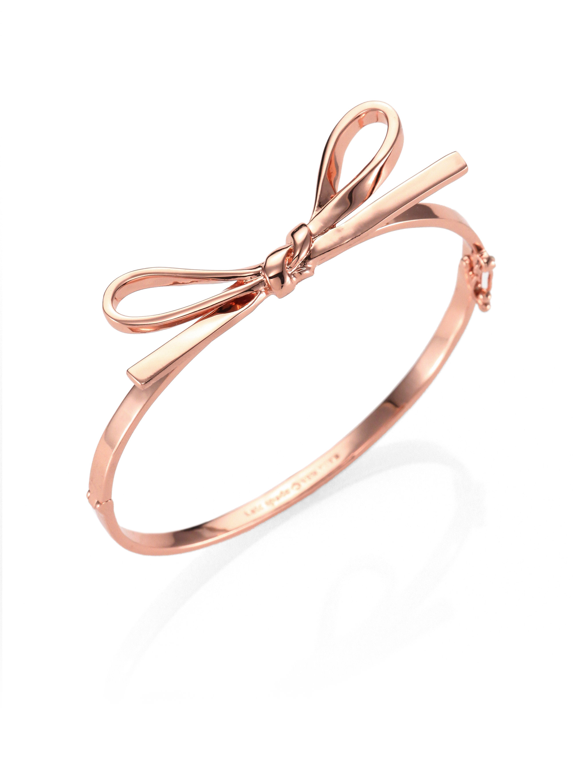 Lyst Kate Spade New York Bow Bangle Braceletrose Gold In Metallic Gallery