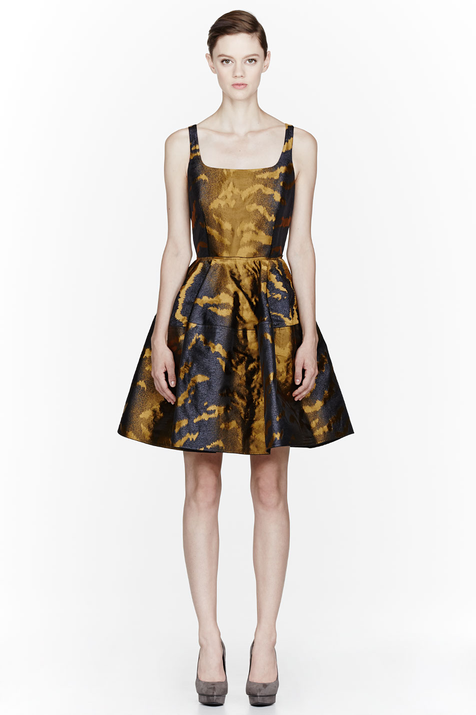 Lyst Lanvin Gold Metallic Tiger Print Jacquard Dress In Metallic