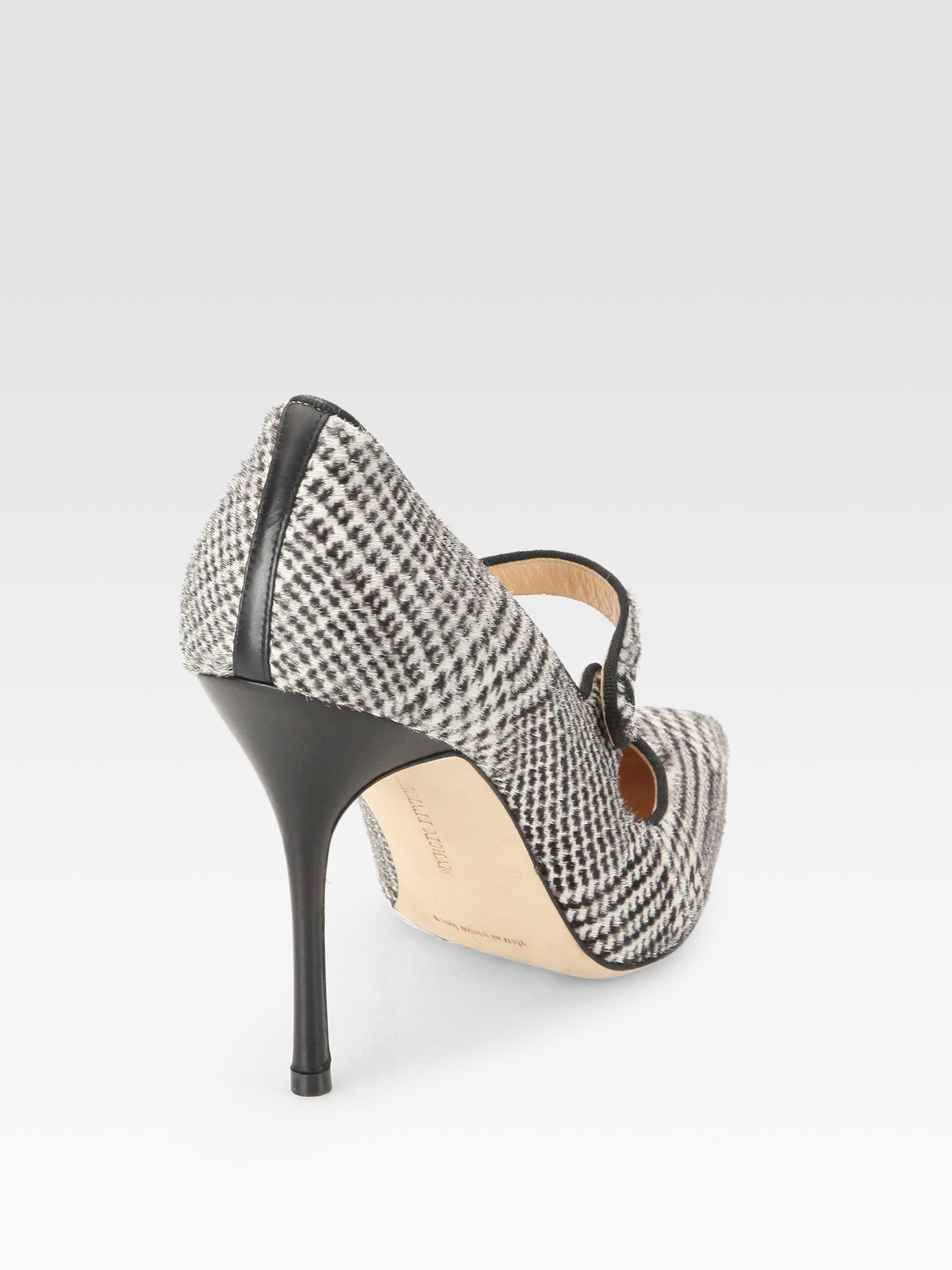 Manolo blahnik Campari Houndstooth Calf Hair Pumps in Black (BLACK ...  