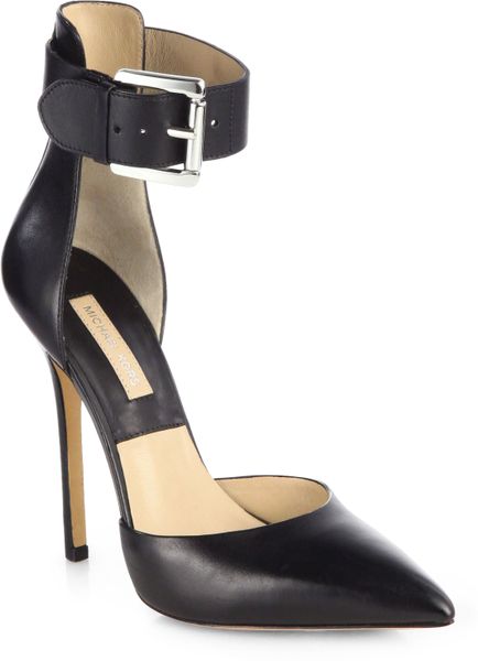 Michael Kors Adelaide Leather Ankle Strap Pumps in Black | Lyst