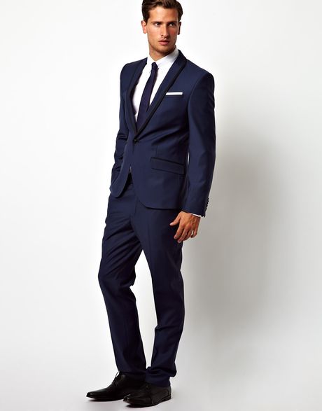 Asos Red Eleven Slim Fit Suit Jacket Blue Sharkskin in Blue for Men | Lyst