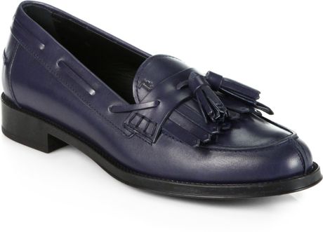 Tod's Leather Tassel Loafers in Blue (NAVY) | Lyst