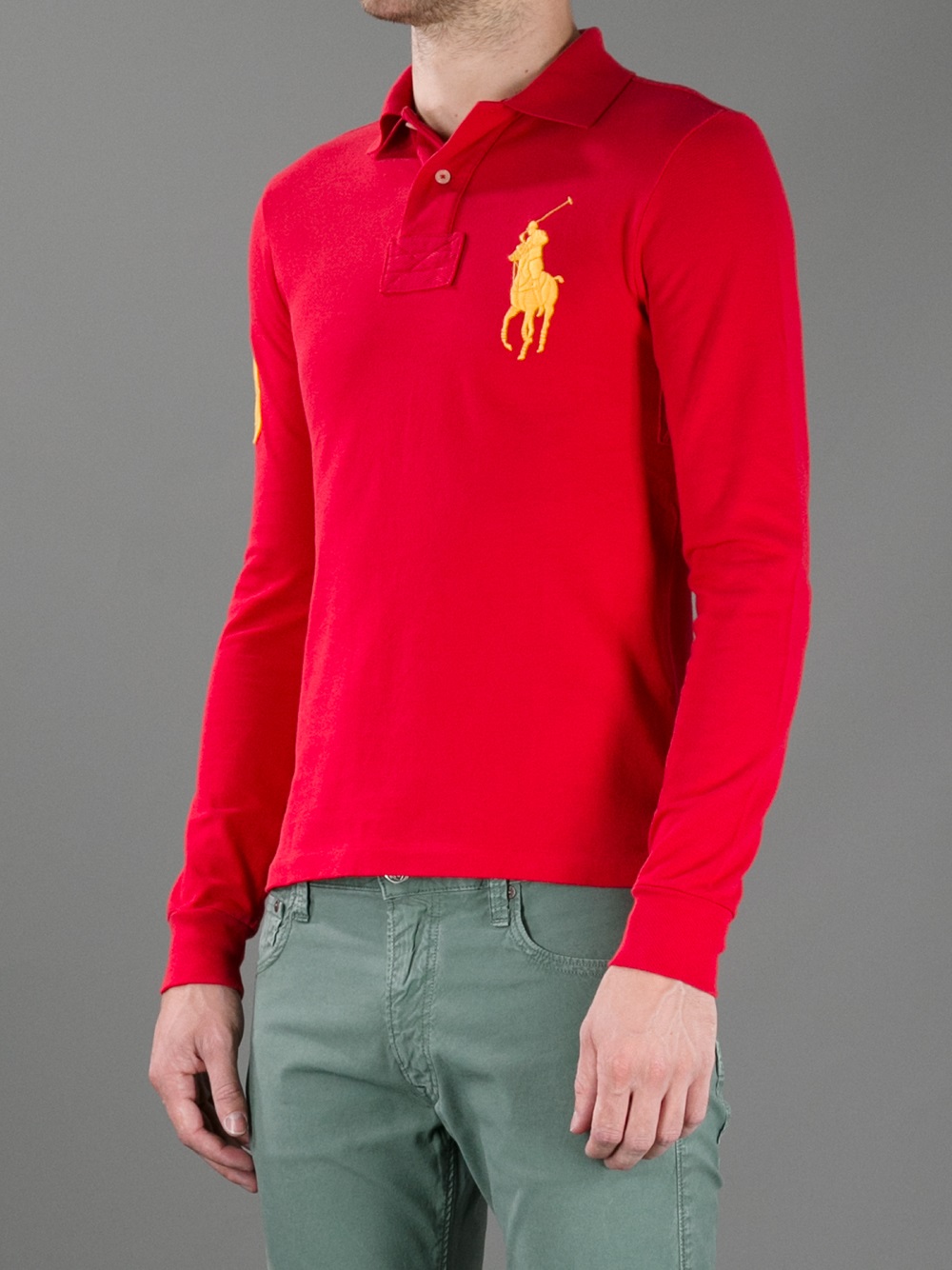 Lyst - Ralph Lauren Long Sleeve Polo Shirt in Red for Men