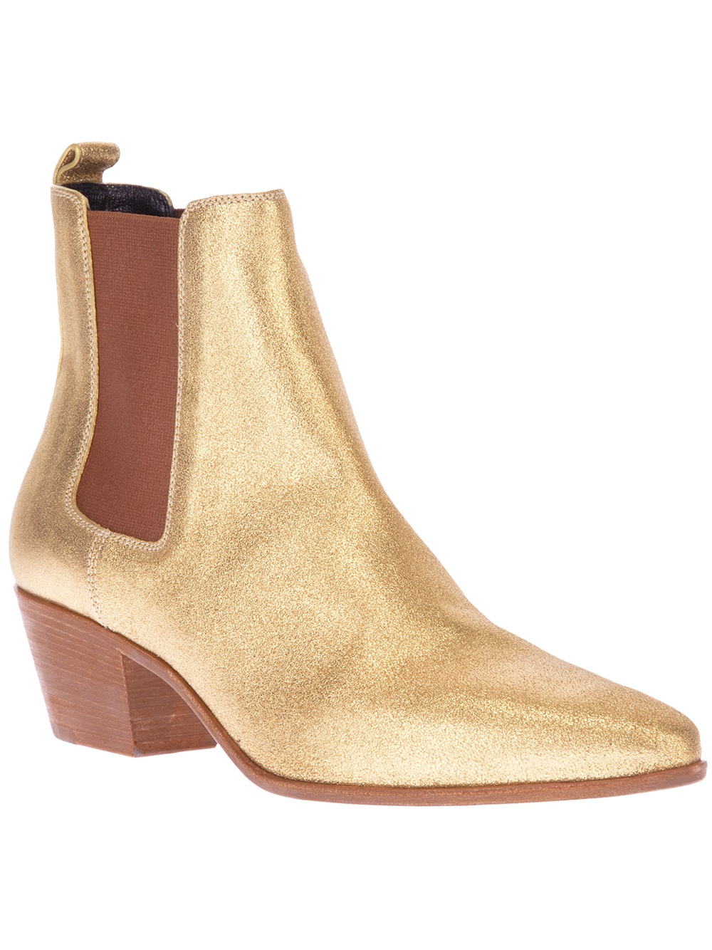Saint Laurent Chelsea Ankle Boot in Gold | Lyst