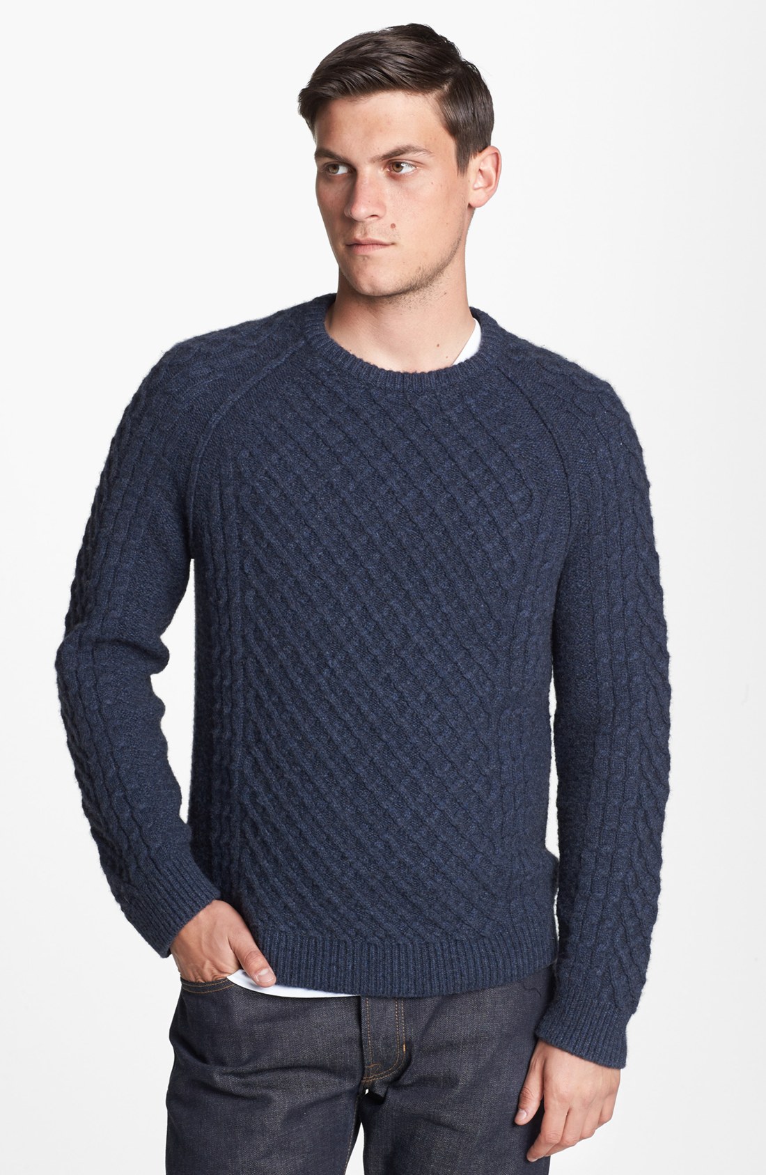 Vince Fisherman Cashmere Wool Sweater in Blue for Men (Heather Night ...