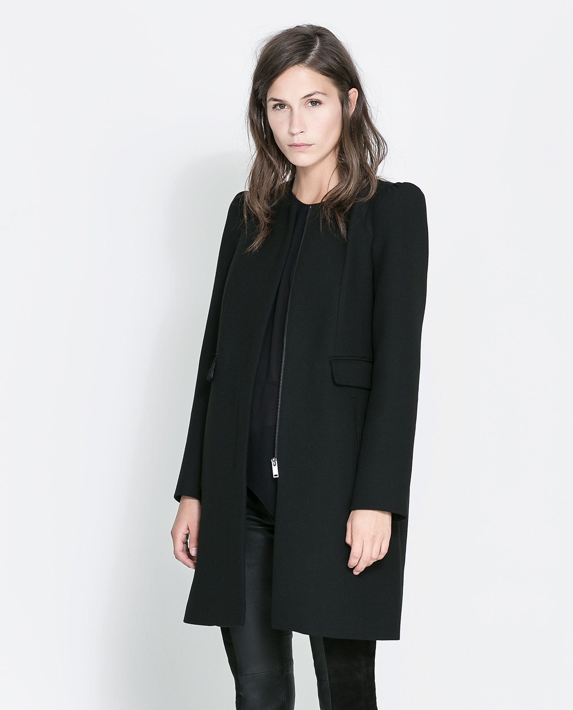 Пальто Zara женское черное 2020