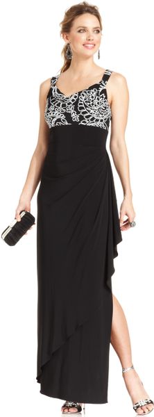Alex Evenings Sleeveless Sequined Ruffled Evening Gown in Black | Lyst