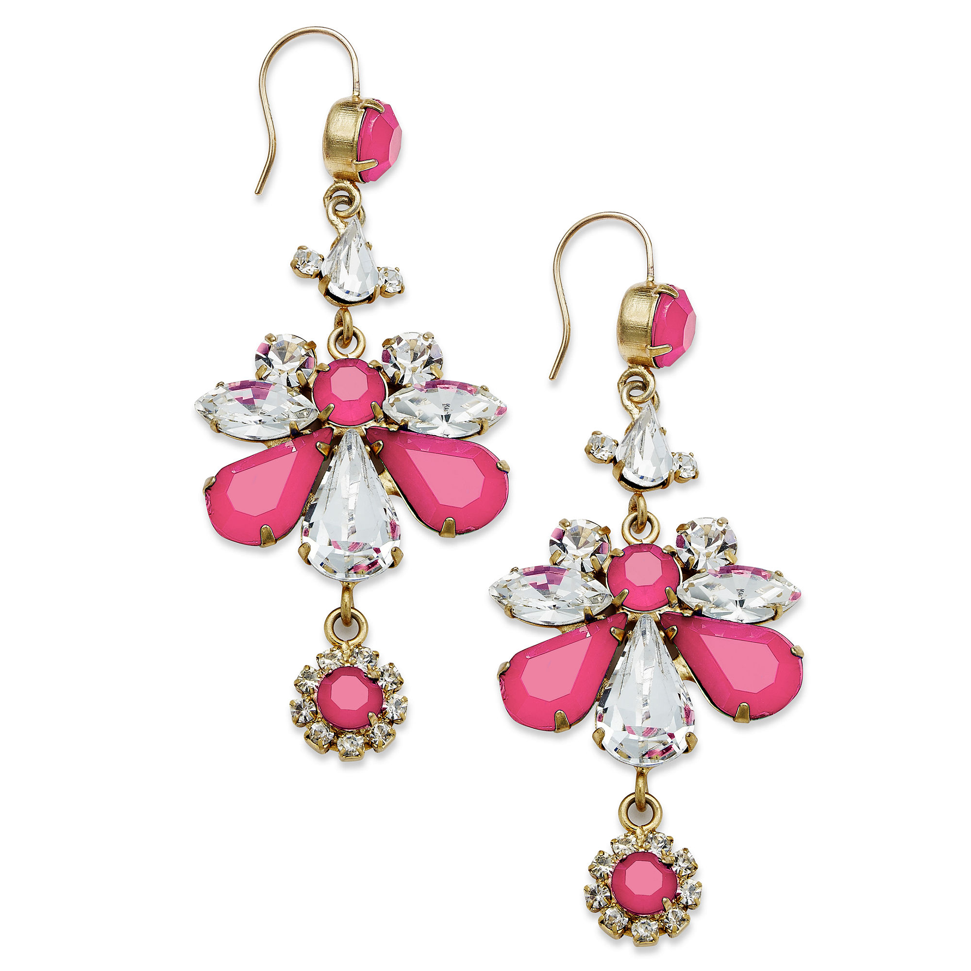 Juicy Couture Goldtone Passion Pink Rhinestone Chandelier Earrings in ...