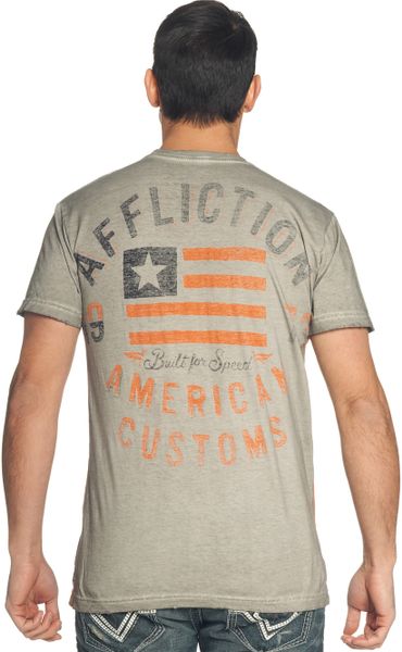 Affliction Short Sleeve Graphic T Shirt in Gray for Men (White Oil ...