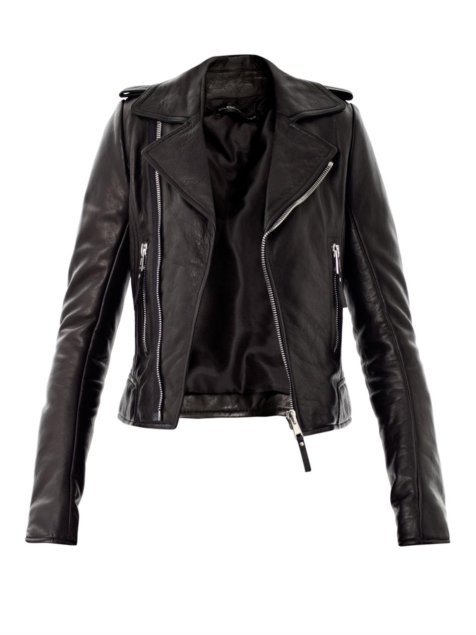 Lyst - Balenciaga Classic Leather Zip Biker Jacket in Black