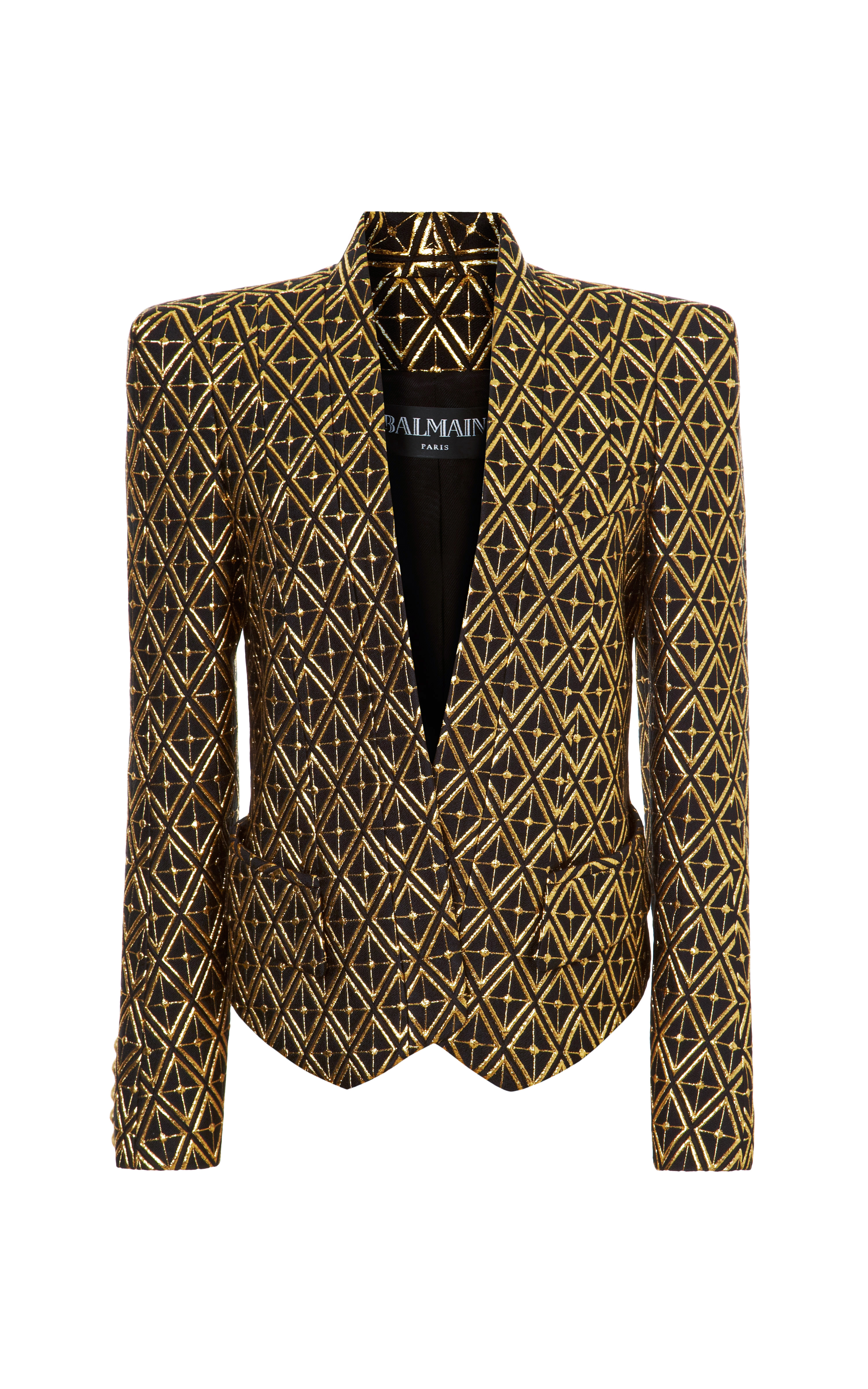 Lyst - Balmain Jacquard Structure Shoulder Blazer in Metallic