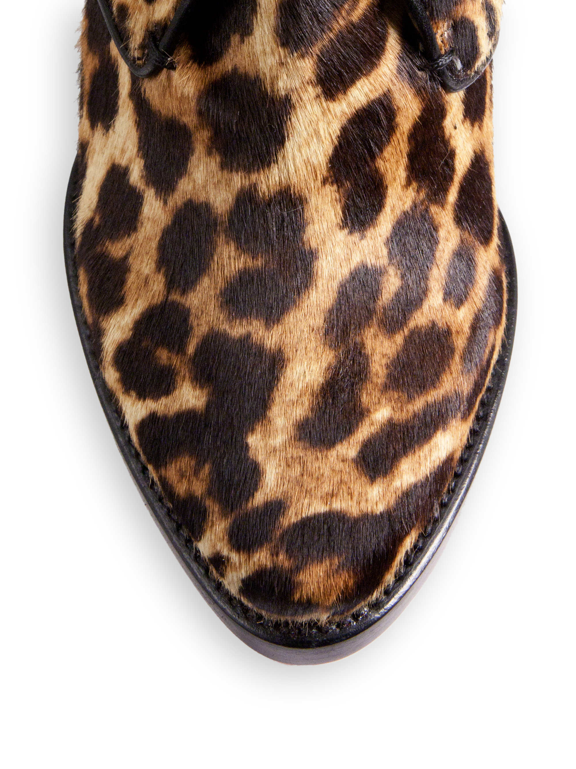 christian louboutin wedge booties Brown and tan ponyhair leopard ...