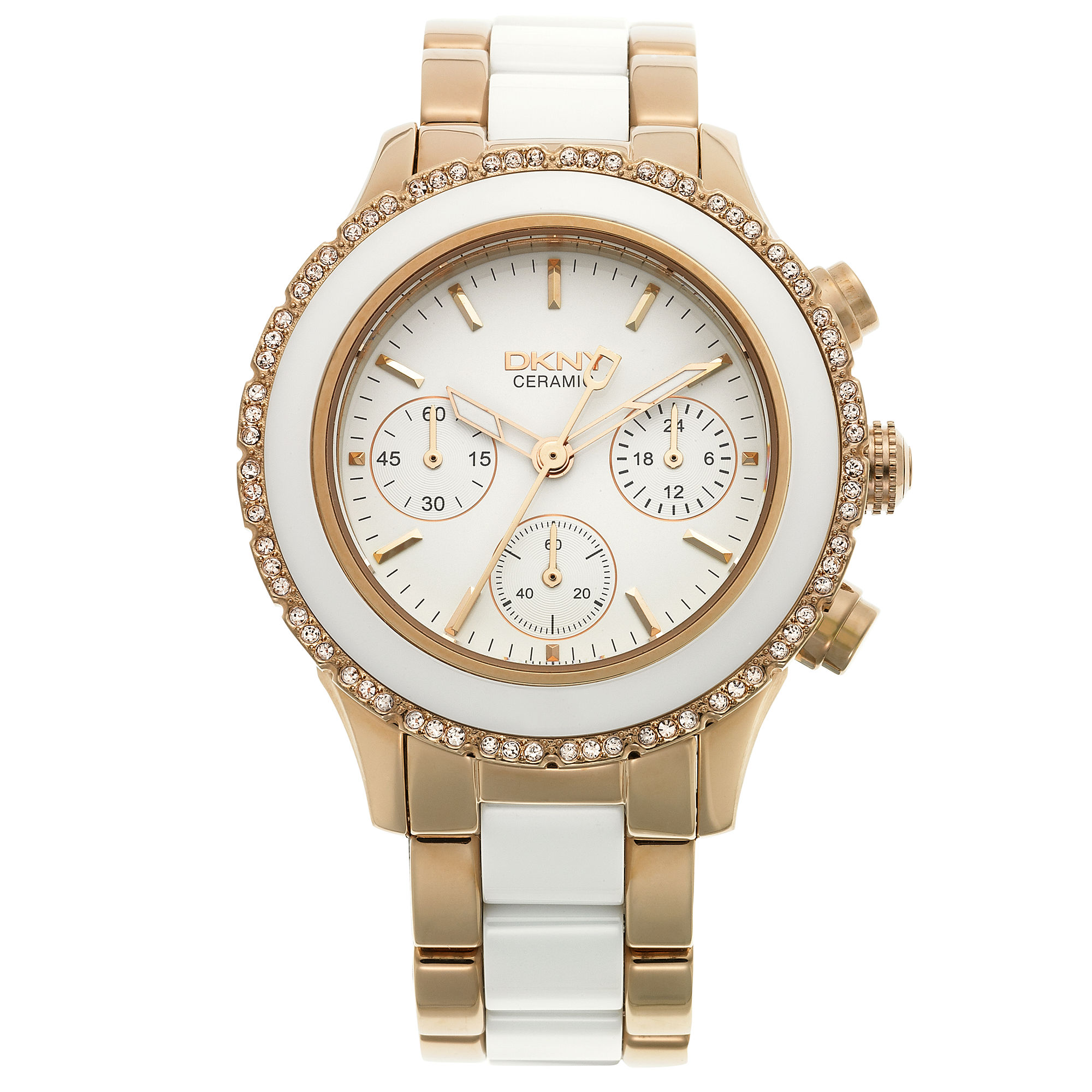 Dkny Womens Chronograph White Ceramic and Rose Gold Ionplated Stainless ...