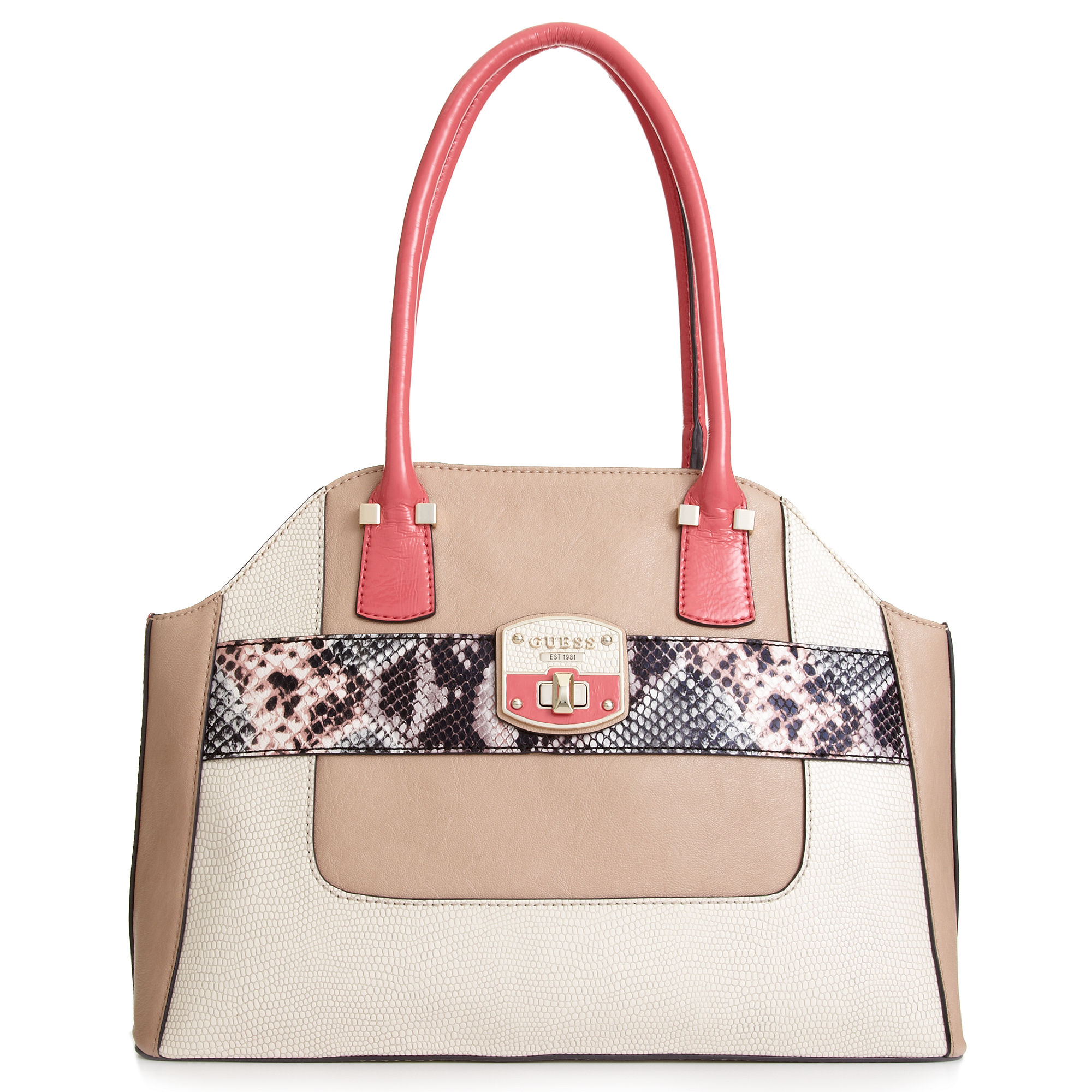 Guess Bellville Satchel in White (White Multi) | Lyst