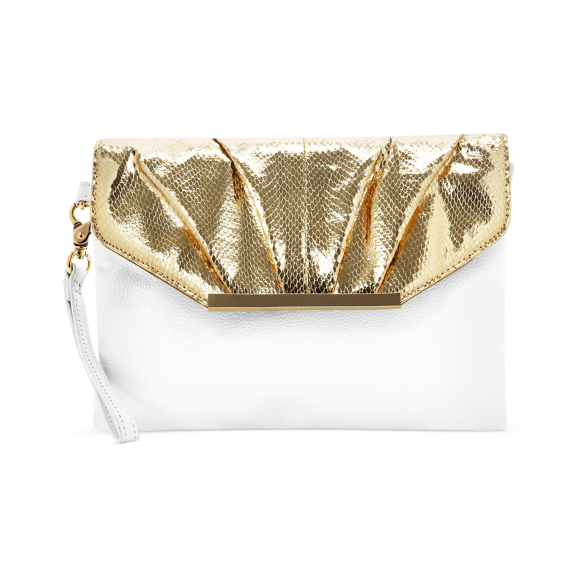 Inc International Concepts Corrina Leather Snake Clutch in Gold (WHITE ...