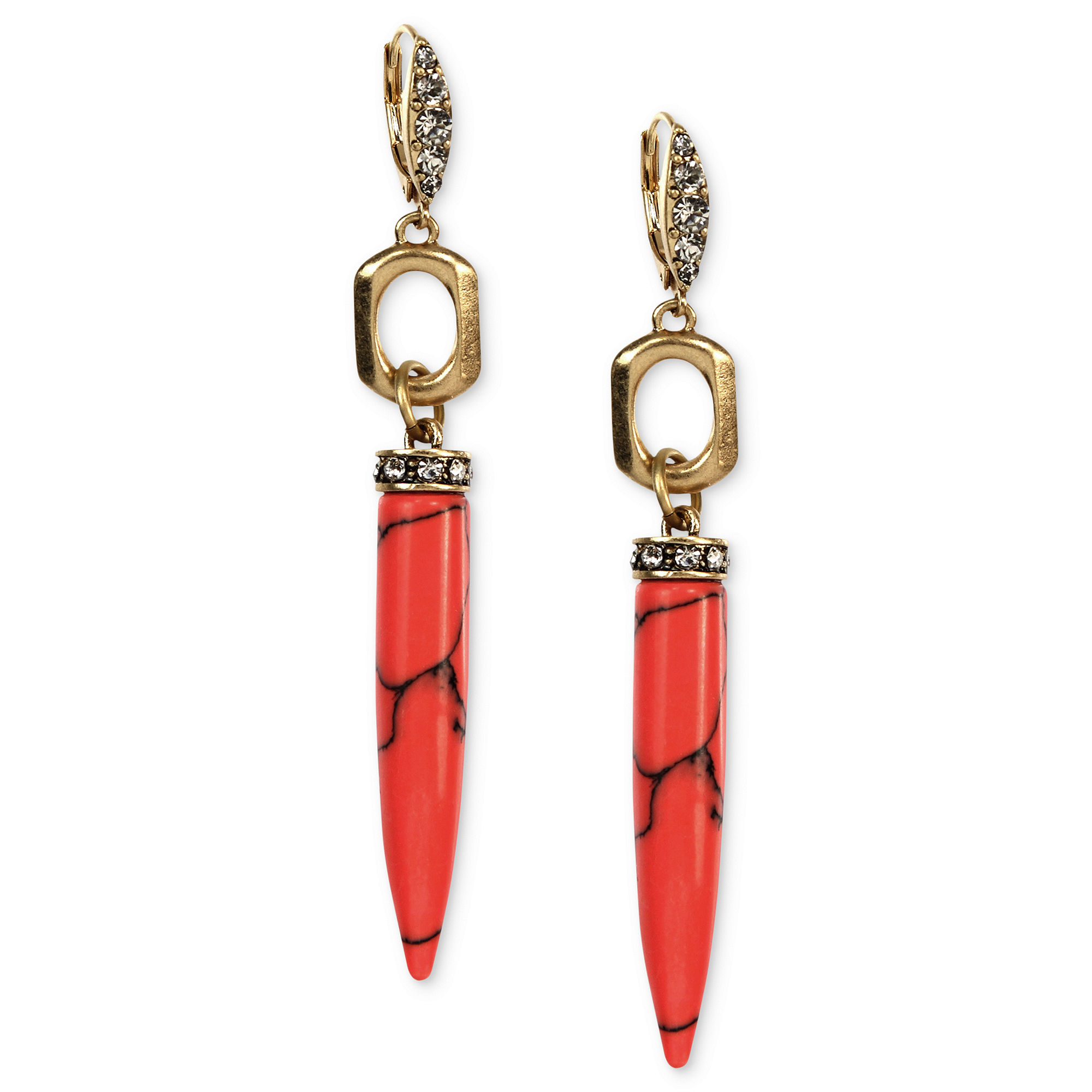 Rachel rachel roy Worn Goldtone Coral Stone Spike Linear Drop Earrings