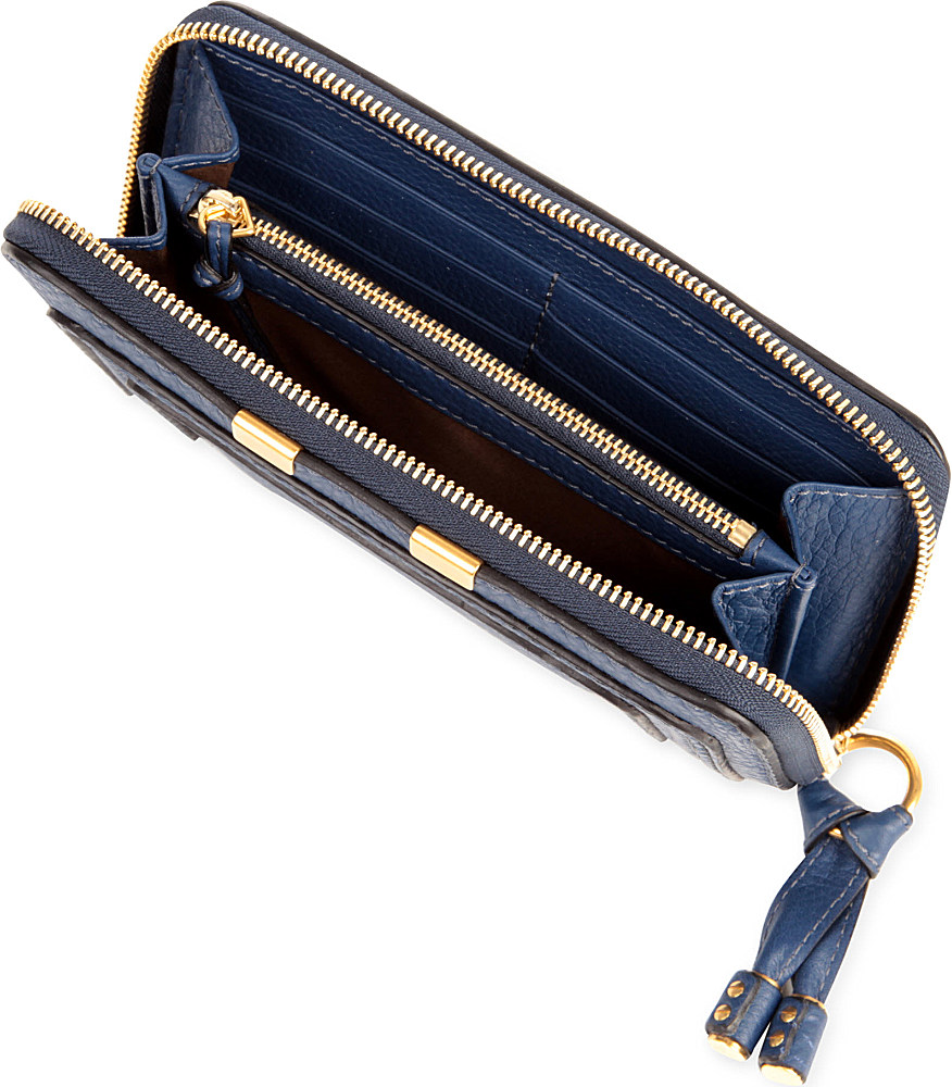 Chlo Marcie Long Zipped Wallet in Blue (Royal navy) | Lyst