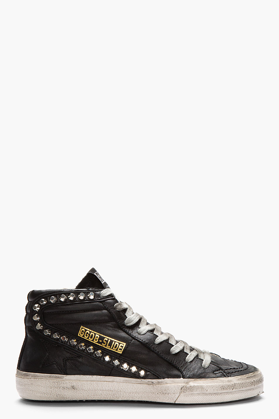 Lyst - Golden Goose Deluxe Brand Black Leather Studded Slide Sneakers ...