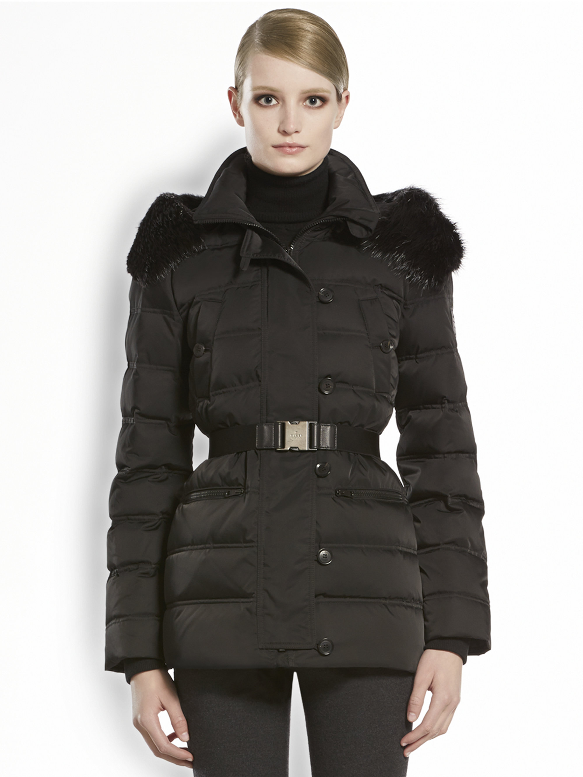 Lyst - Gucci Furtrimmed Hooded Puffer Jacket in Black