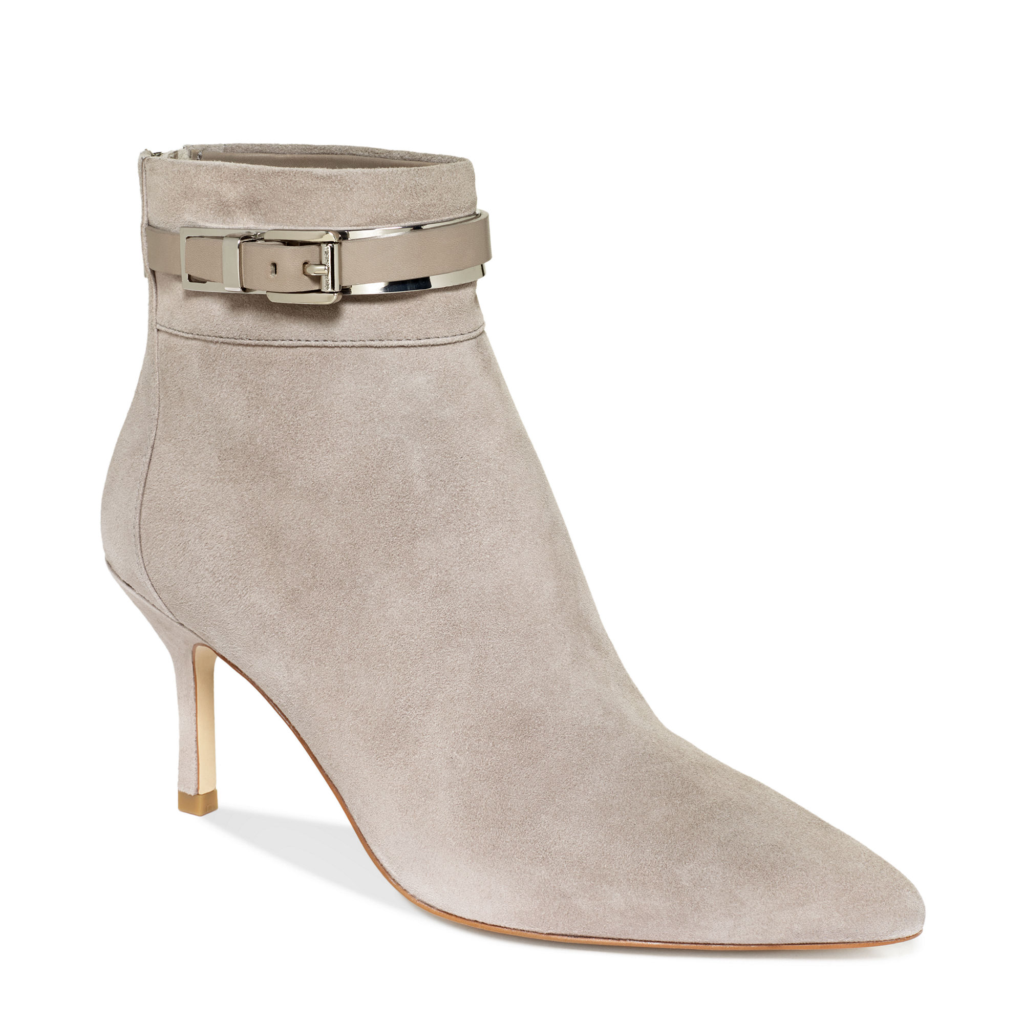 grey leather booties heel
