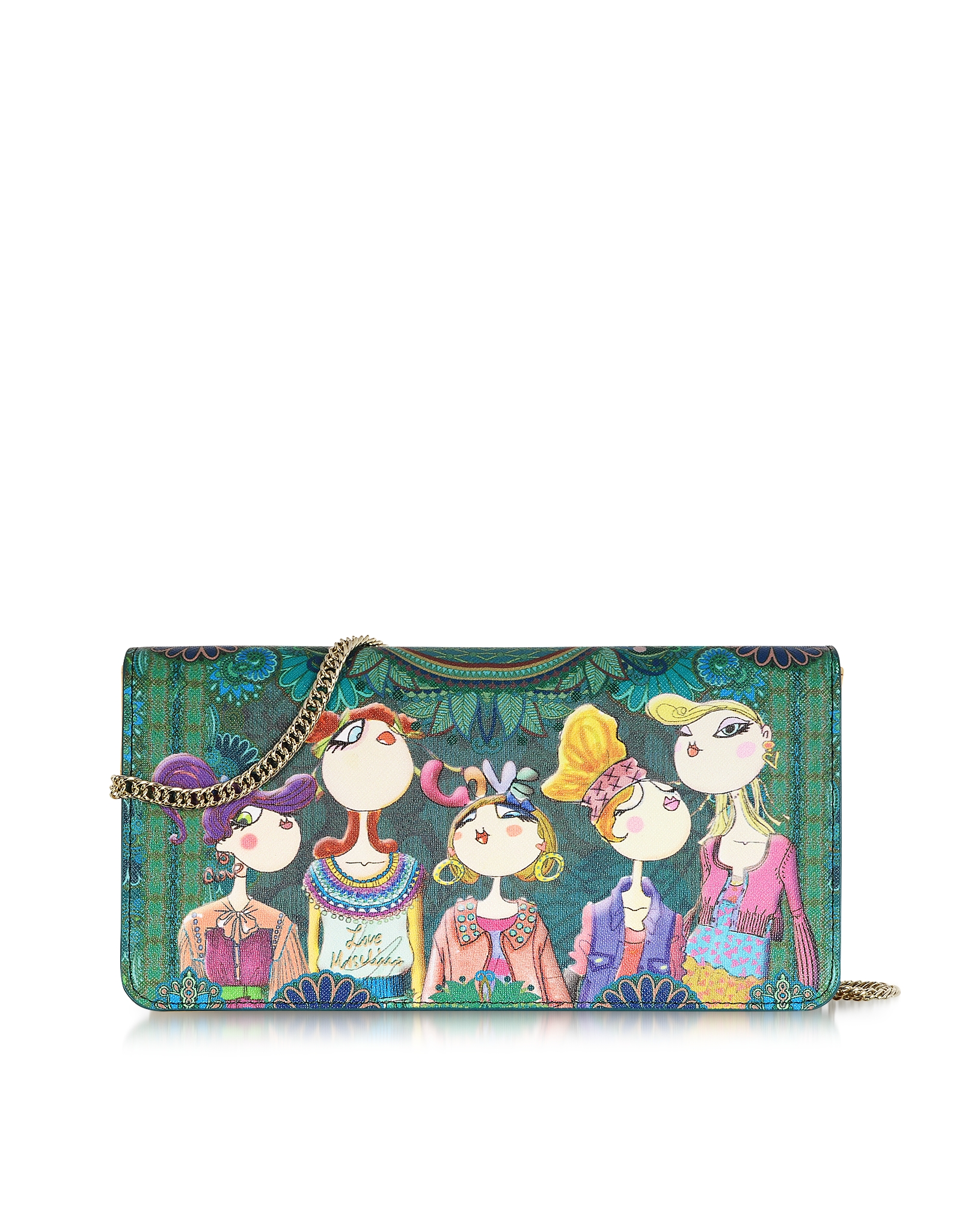 Moschino Charming Printed Eco Leather Wallet Clutch in Multicolor | Lyst