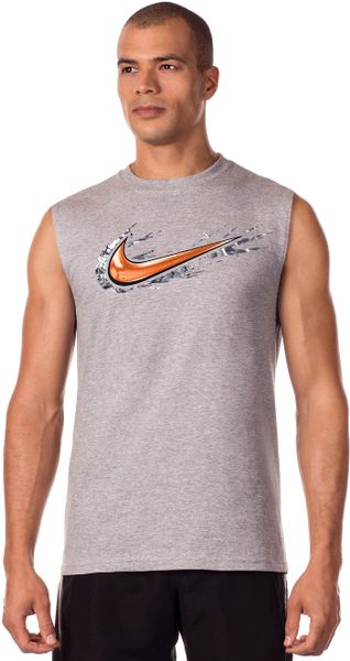 Nike Liquid Swoosh Muscle Tank in Gray for Men (heather gray) | Lyst