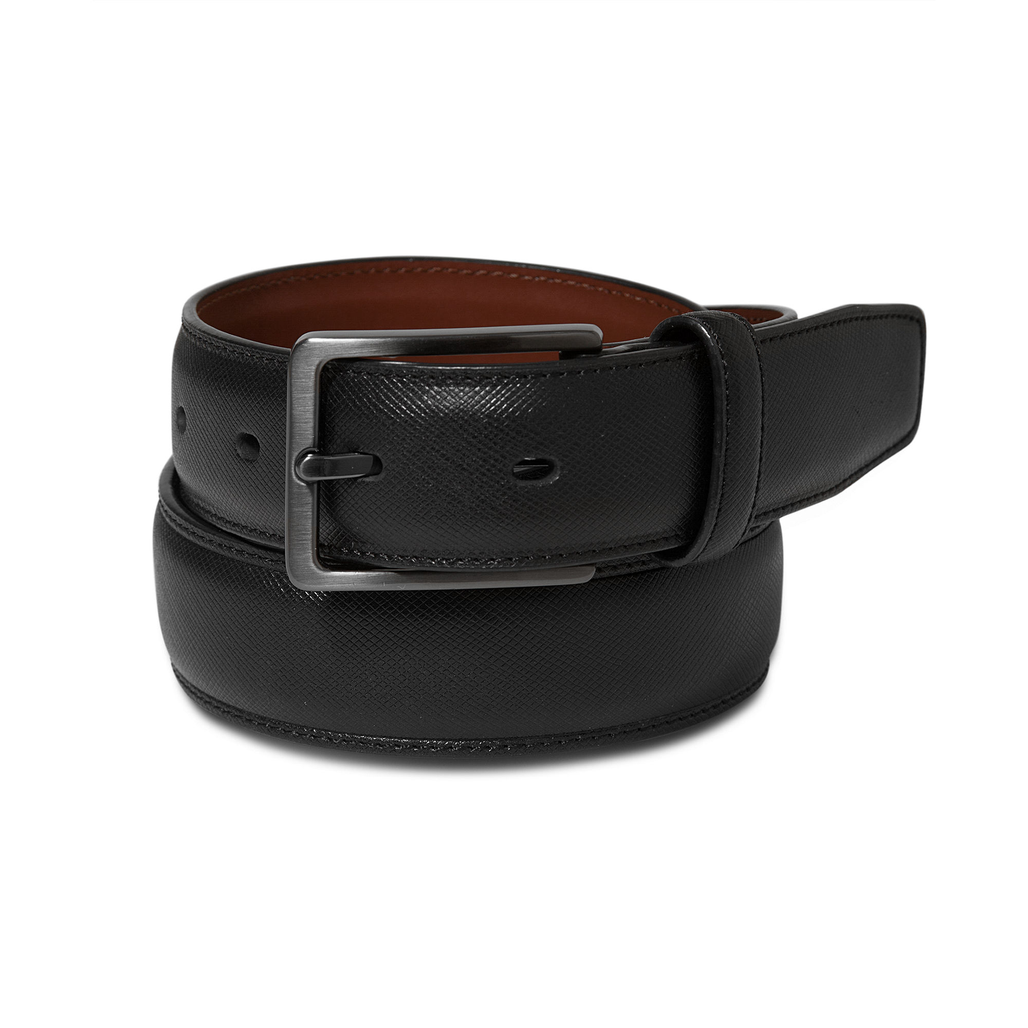 Perry Ellis Textured Leather Belt in Black for Men | Lyst