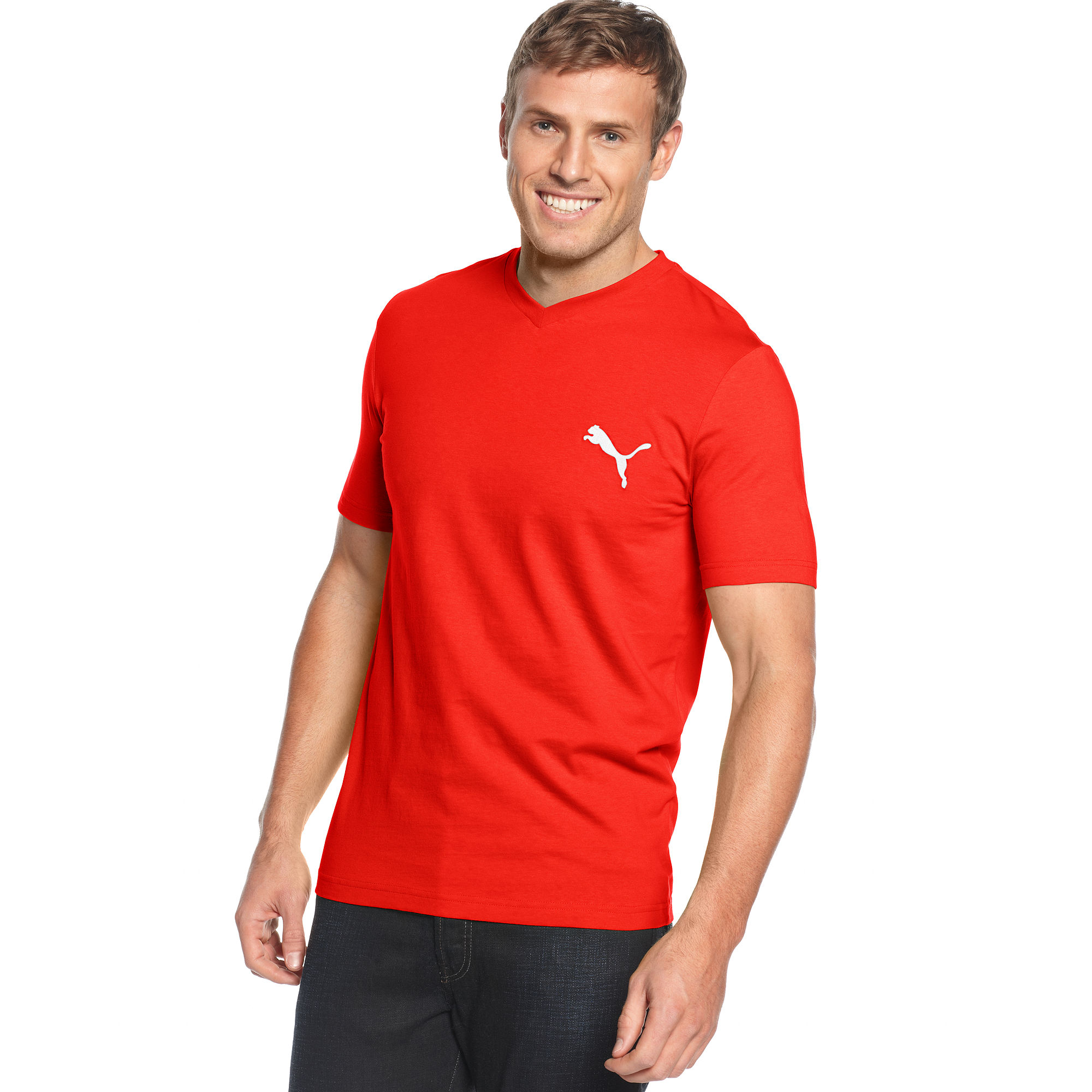 Puma Iconic Vneck Tshirt in Red for Men (New Navy) | Lyst