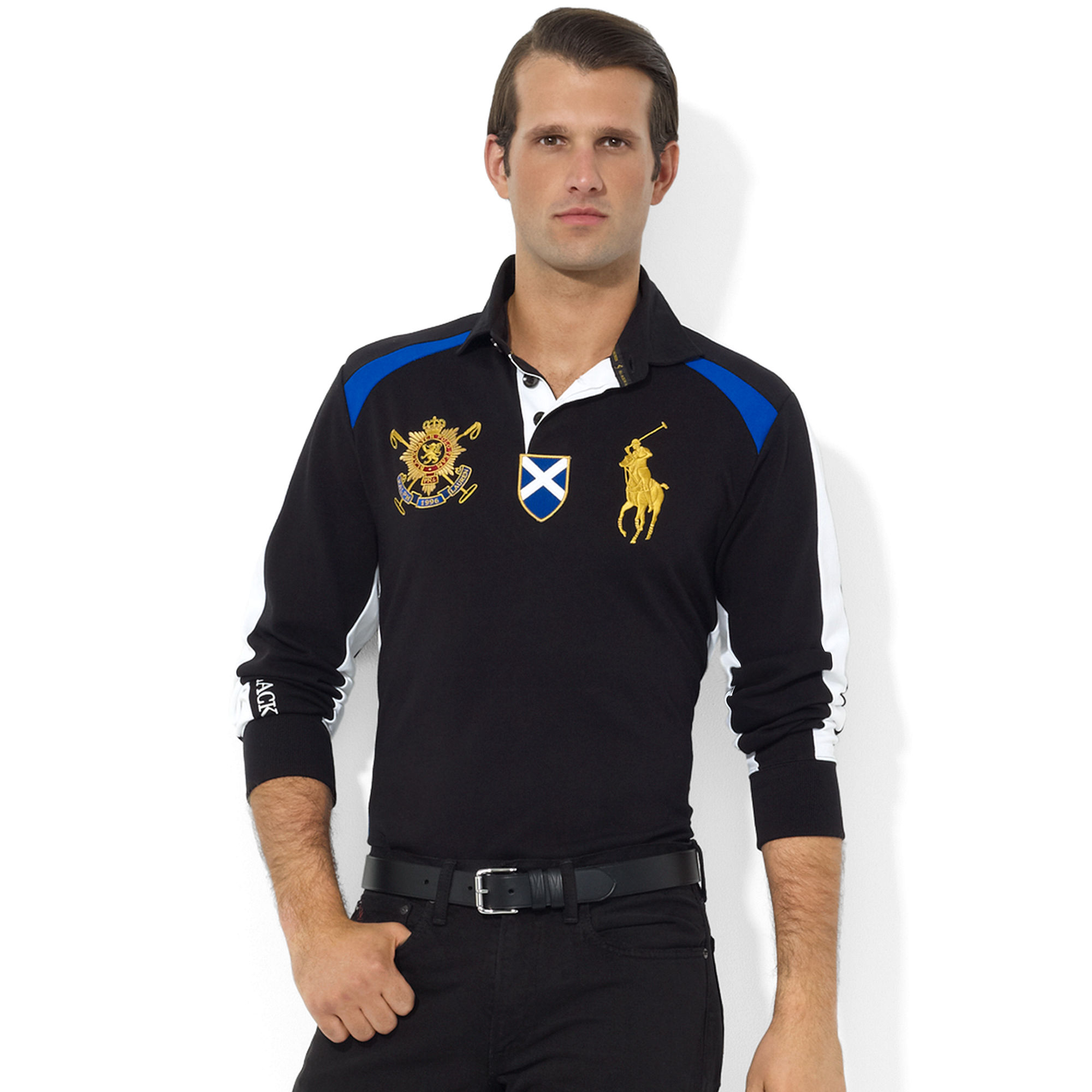 Lyst Ralph Lauren Customfit Longsleeve Black Watch Pieced Jersey