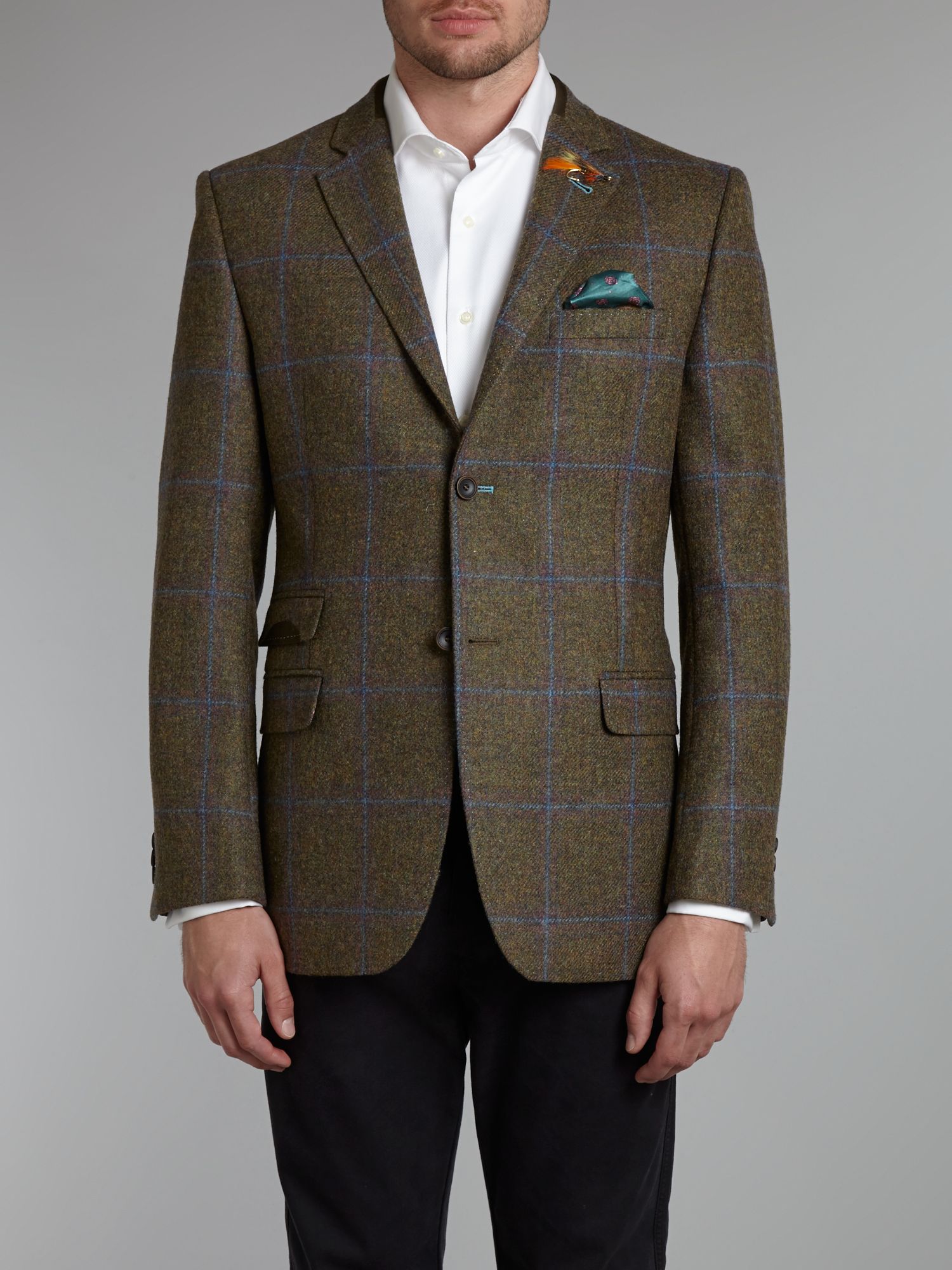 Ted baker Fieldz Regular Fit Donegal Check Jacket in Green for Men | Lyst